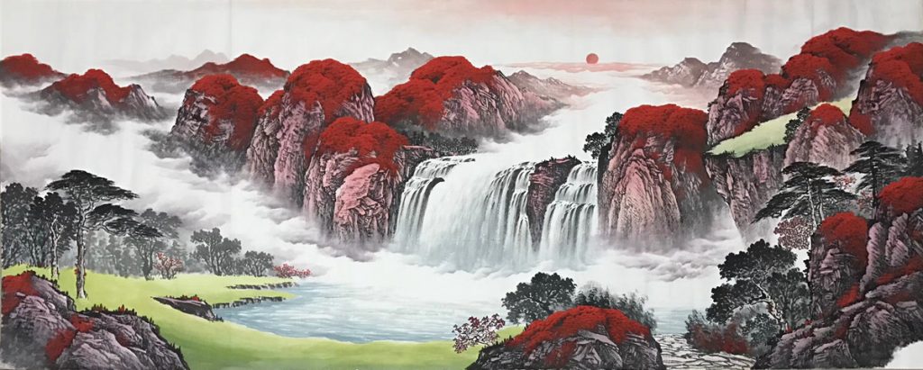 小八尺精品国画,山水画,鸿运当头